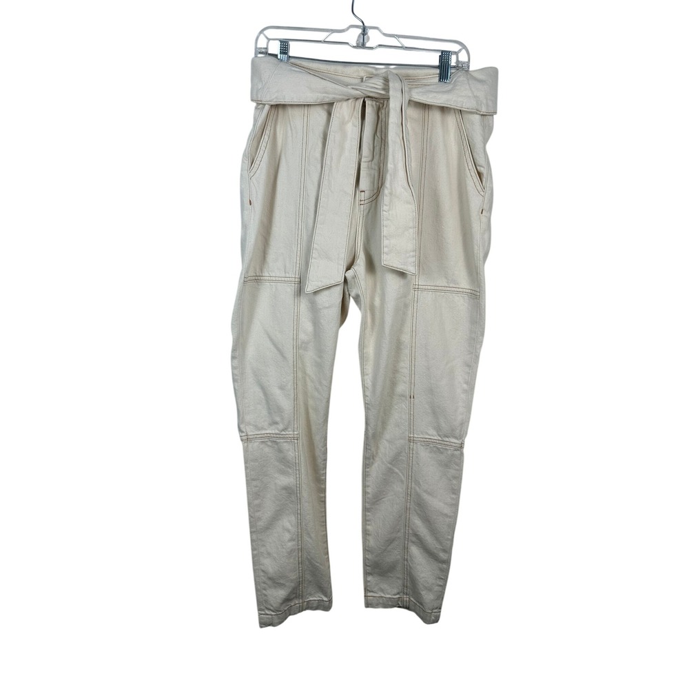 Jonathan Simkhai Utility Pants Womens 31 Natural NWT Tie Waist Cotton Denim